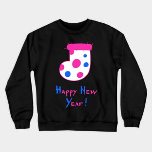 Polka Dot Christmas Stocking. Happy New Year! Crewneck Sweatshirt